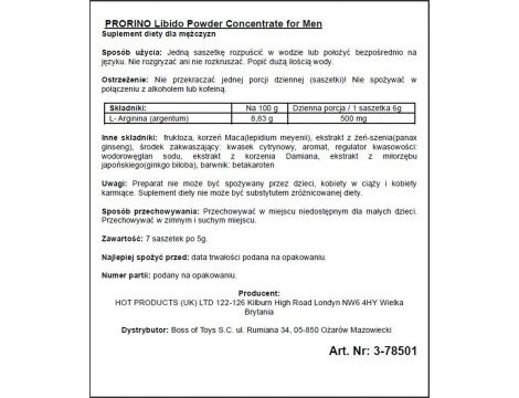 Proszek na potencję Prorino Men black line Hot - 2