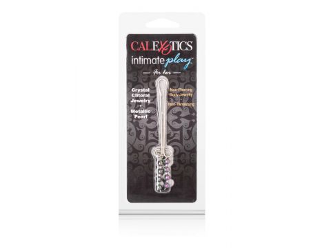 Klips na łechtaczkę z koralikami Calexotics stalowy niebieski 11 cm - 3