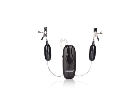 Wibrujące klipsy na sutki Calexotics regulowane czarny 11.5 cm - 2