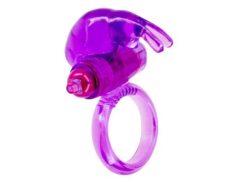 Pierścień wibrujący z uszami króliczymi fioletowy 7.2 cm - 2