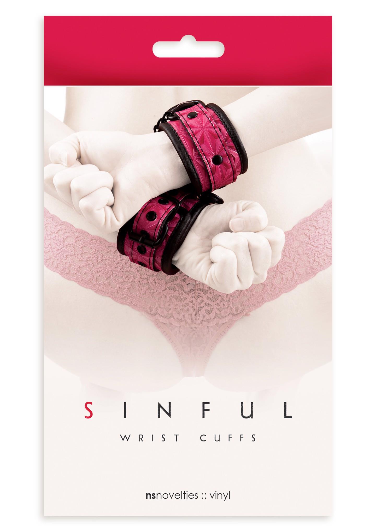 kajdanki-sinful wrist cuffs pink