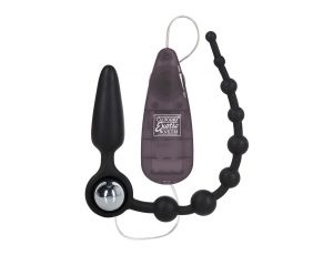 Plug analny wibrujący Calexotics Booty Call Double Dare czarny 8,25 cm