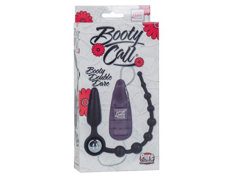 Plug analny wibrujący Calexotics Booty Call Double Dare czarny 8,25 cm - 3