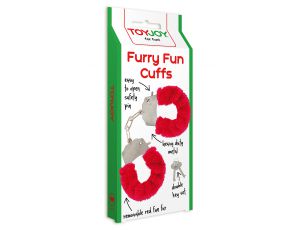 Kajdanki piórkowane ToyJoy Furry Fun czerwone