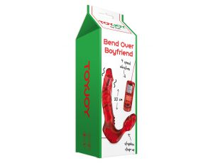 Strap-on z wibracją Bend Over Boyfriend ToyJoy czerwony 4 cm