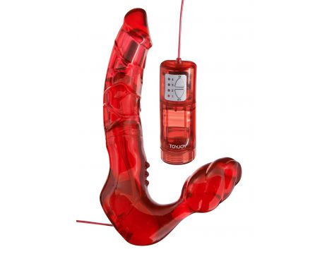Strap-on z wibracją Bend Over Boyfriend ToyJoy czerwony 4 cm - 2