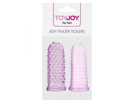 Zestaw nakładek na palce ToyJoy fioletowe prążkowane i wypustkowe - 3