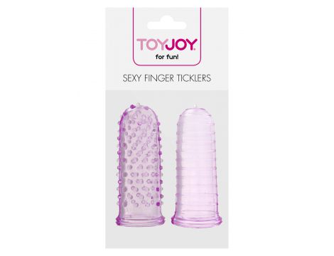 Zestaw nakładek na palce ToyJoy fioletowe prążkowane i wypustkowe - 2