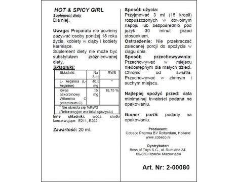 Afrodyzjaki stymulujące Hot Spicy Girl dla kobiet 20ml - 4
