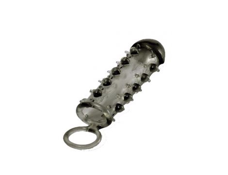 Przedłużka na penisa Samurai z wypustkami i pierścieniem czarna 2,5 cm - 3