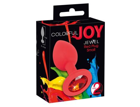 Korek analny Colorful Joy czerwony z klejnotem 7 cm - 2