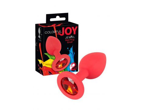 Korek analny Colorful Joy czerwony z klejnotem 7 cm - 3