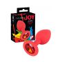 Korek analny Colorful Joy czerwony z klejnotem 7 cm - 4