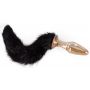 Szklany korek analny z czarnym ogonem You2Toys złoty 12 cm - 4