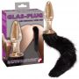 Szklany korek analny z czarnym ogonem You2Toys złoty 12 cm - 10