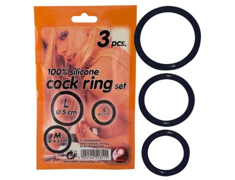 Zestaw 3 silikonowych pierścieni erekcyjnych You2Toys czarnych - 7