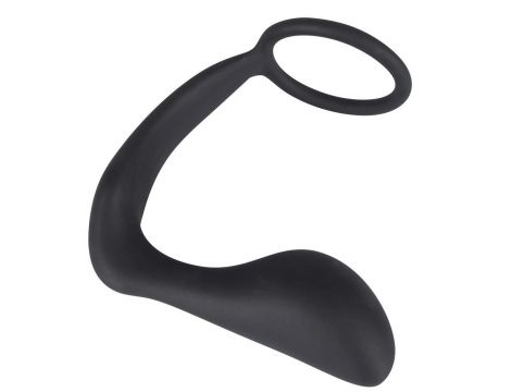 Pierścień erekcyjny z korkiem analnym Black Velvets czarny 10 cm - 4