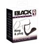 Pierścień erekcyjny z korkiem analnym Black Velvets czarny 10 cm - 3