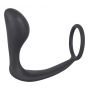 Pierścień erekcyjny z korkiem analnym Black Velvets czarny 10 cm - 7
