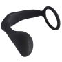 Pierścień erekcyjny z korkiem analnym Black Velvets czarny 10 cm - 9