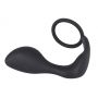 Pierścień erekcyjny z korkiem analnym Black Velvets czarny 10 cm - 10