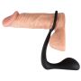 Pierścień erekcyjny z korkiem analnym Black Velvets czarny 10 cm - 12