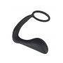 Pierścień erekcyjny z korkiem analnym Black Velvets czarny 10 cm - 4