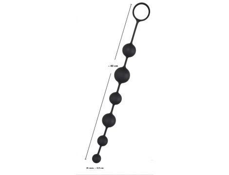 Łańcuch kulkowy analny Black Velvets silikonowy czarny 40 cm - 6