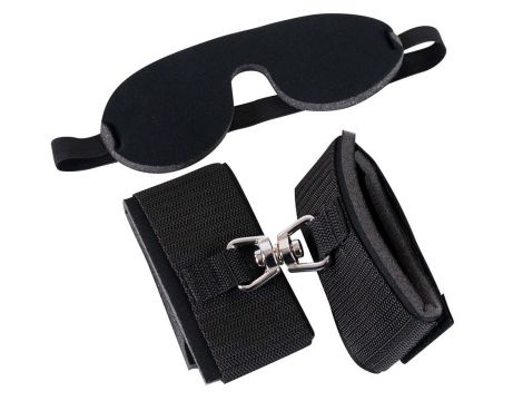 Kajdanki wyściełane z opaską na oczy Bad Kitty 34 cm - 4