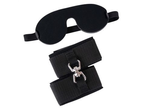 Kajdanki wyściełane z opaską na oczy Bad Kitty 34 cm - 5