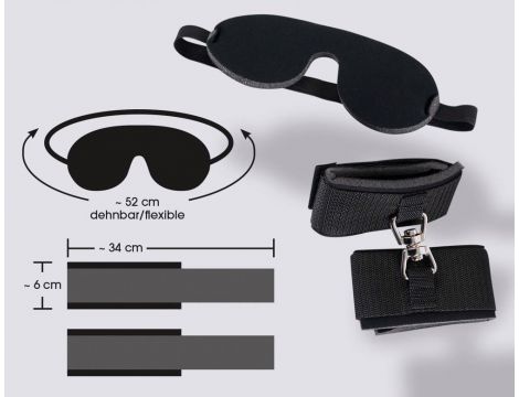 Kajdanki wyściełane z opaską na oczy Bad Kitty 34 cm - 9