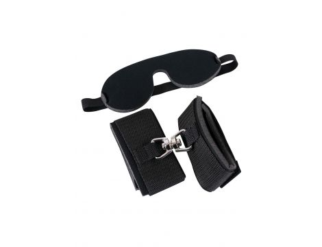 Kajdanki wyściełane z opaską na oczy Bad Kitty 34 cm - 3