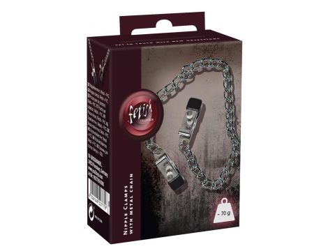 Klipsy na sutki z łańcuchem Fetish Collection 30 cm metalowe - 2