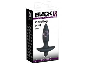 Wibrujący korek analny Black Velvets czarny silikonowy mały 13 cm