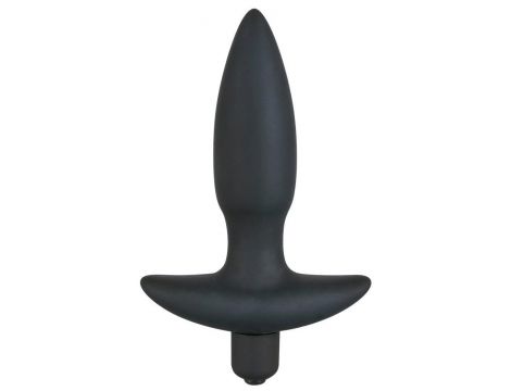 Wibrujący korek analny Black Velvets czarny silikonowy mały 13 cm - 3