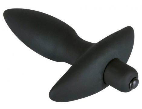 Wibrujący korek analny Black Velvets czarny silikonowy mały 13 cm - 5