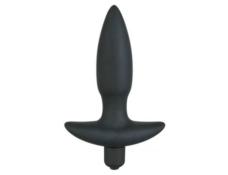 Wibrujący korek analny Black Velvets czarny silikonowy mały 13 cm - 4