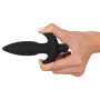 Wibrujący korek analny Black Velvets czarny silikonowy mały 13 cm - 7