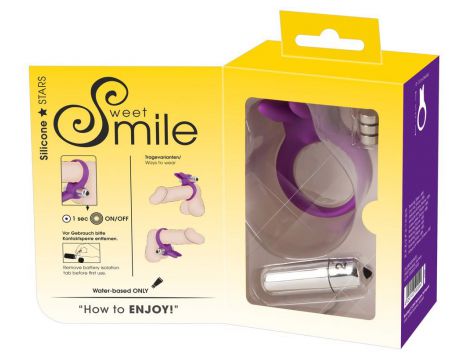 Pierścień wibrujący Sweet Smile z uszami króliczymi fioletowy 6,5 cm - 10