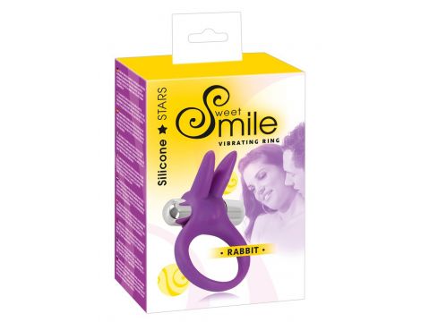 Pierścień wibrujący Sweet Smile z uszami króliczymi fioletowy 6,5 cm