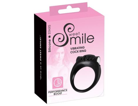 Wibrujący pierścień erekcyjny Sweet Smile silikonowy czarny 3,2 cm - 2
