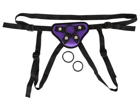 Uprząż do strap on You2Toys z trzema pierścieniami fioletowo czarna - 5