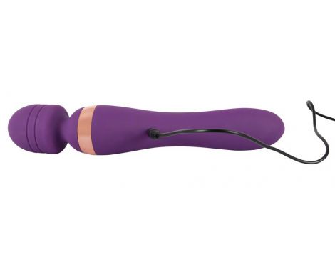 Wibrator masażer podwójny Javida fioletowy silikonowy USB 22 cm - 10