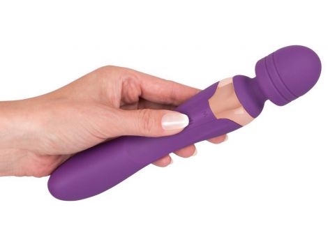 Wibrator masażer podwójny Javida fioletowy silikonowy USB 22 cm - 12