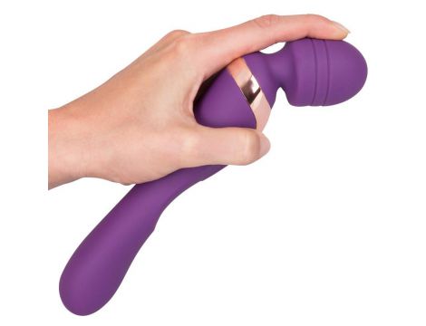 Wibrator masażer podwójny Javida fioletowy silikonowy USB 22 cm - 13