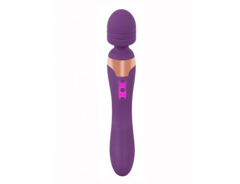 Wibrator masażer podwójny Javida fioletowy silikonowy USB 22 cm - 19