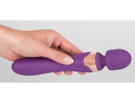 Wibrator masażer podwójny Javida fioletowy silikonowy USB 22 cm - 11