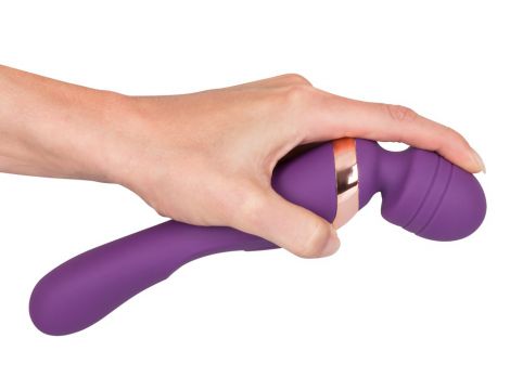 Wibrator masażer podwójny Javida fioletowy silikonowy USB 22 cm - 14
