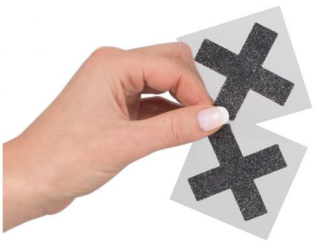 Błyszczące czarne naklejki krzyżyki na sutki Cottelli - 5