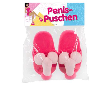 Różowe pluszowe kapcie z penisem - 2